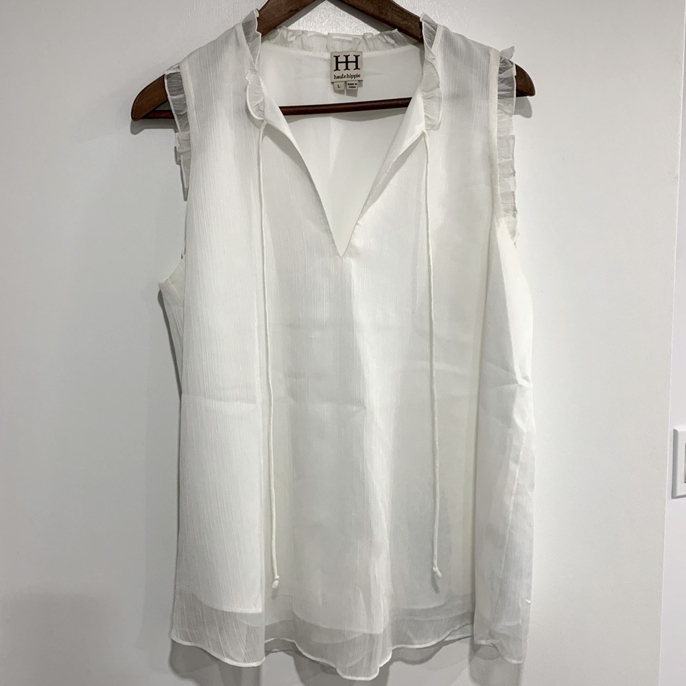 Haute Hippie white sleeveless blouse